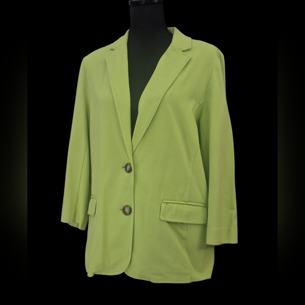 Chaus Sport Lime Green Two Button Knit Stewtch Blazer - Size M